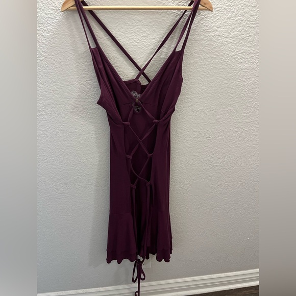 NWT Nomads Hemp Wear Aphrodite Dress Maroon Sustainable Boho XL Fairycore - Picture 2 of 5